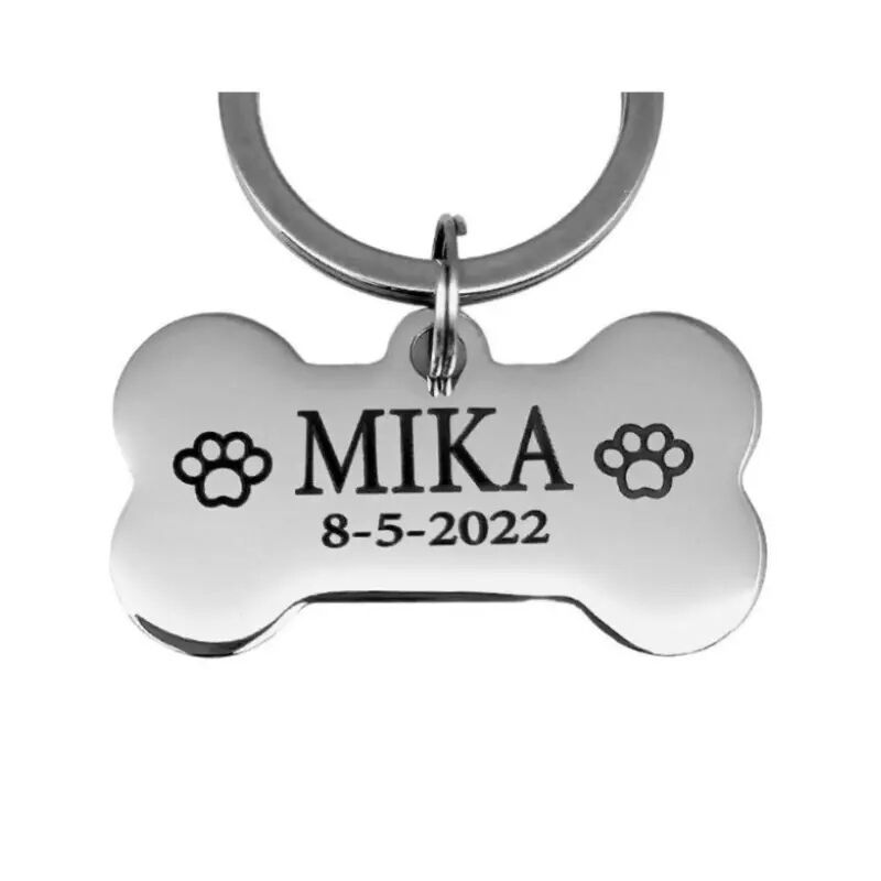 Grabado con placa de identificación Grabado grande y chulo grabado libre con nombre y dirección para perro grande Color plata