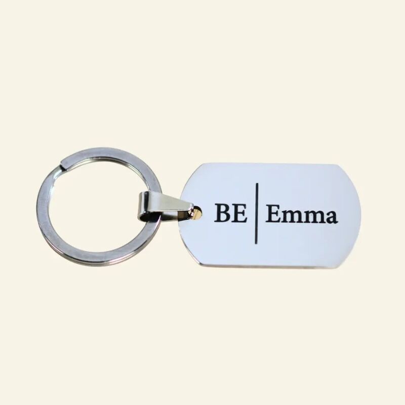 Keychain with Name Titanium Silver-Colored