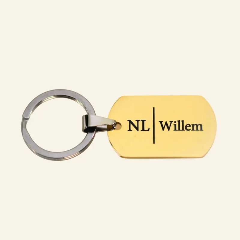 Keychain with Name Titanium Gold-Colored