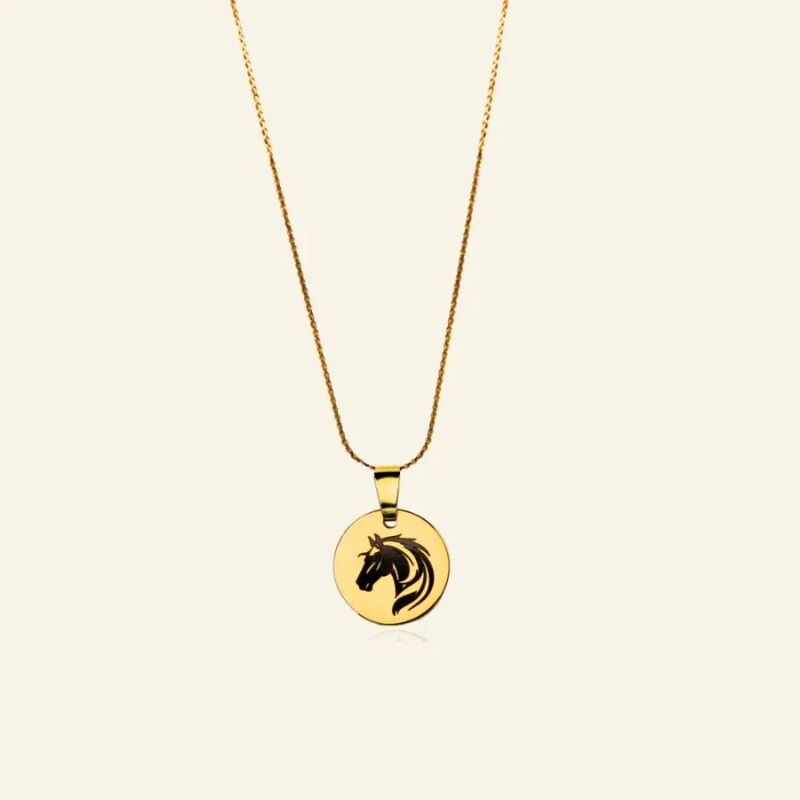 Engraving Gold-Colored Children's Necklace with Letter and Image