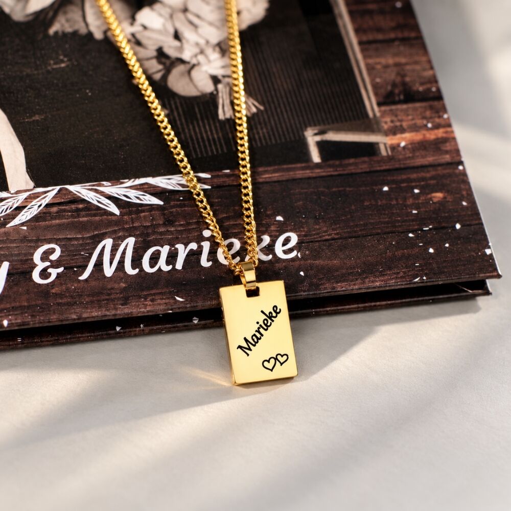 Gepersonaliseerde vierkante hanger met ketting