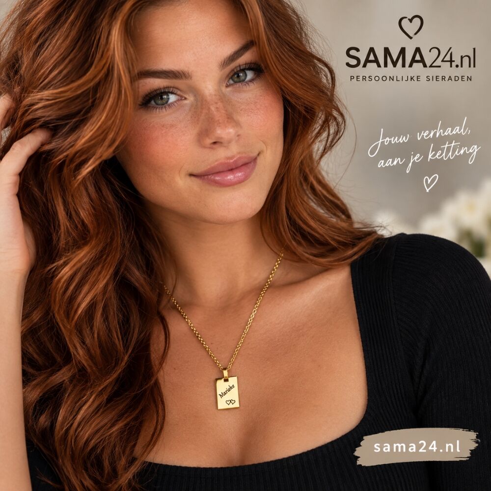 Gepersonaliseerde vierkante hanger met ketting