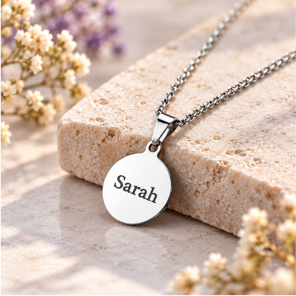 Ketting met naam zilver kleurig gegraveerd Zilveren hanger
