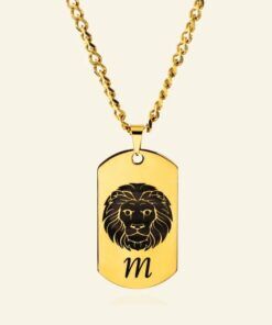 Heren ketting met sterrenbeeld Titanium hanger graveren leeuw stier en eigen initialen