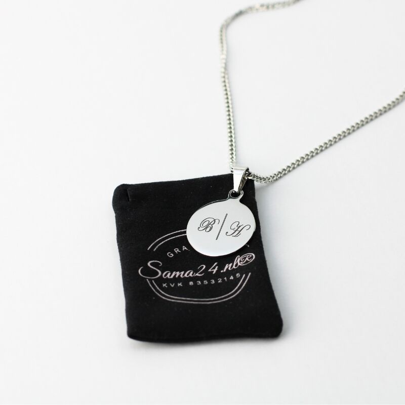 Collier avec initiales argent Pendentif argenté à graver