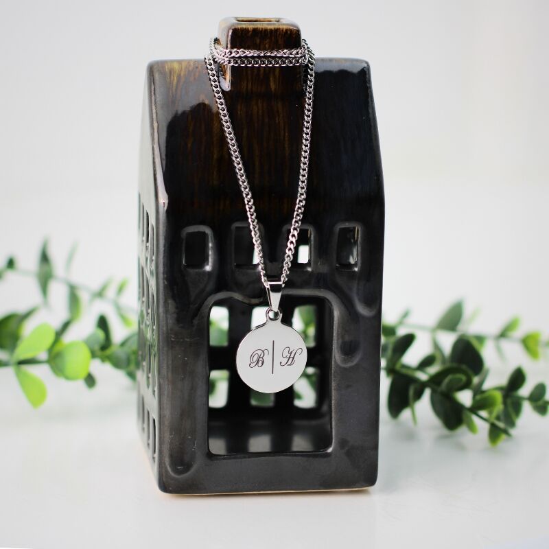 Collier avec initiales argent Pendentif argenté à graver