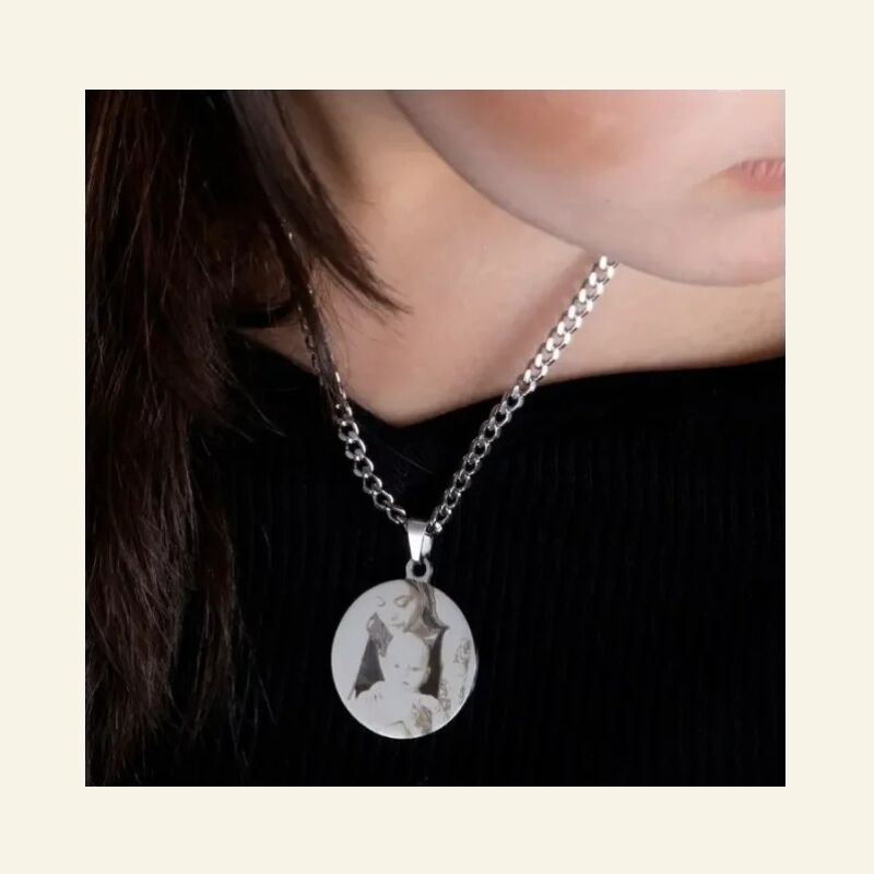 Ketting met foto graveren hanger zilver