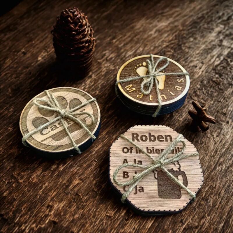 Onderzetter met naam graveren - 5 stuks