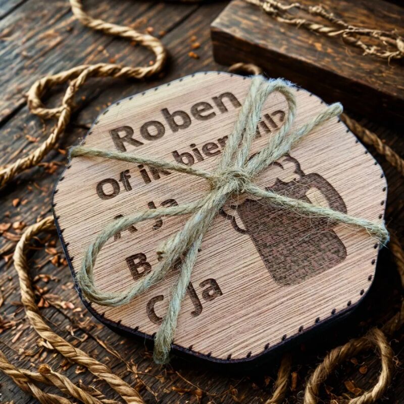 Onderzetter met naam graveren - 5 stuks