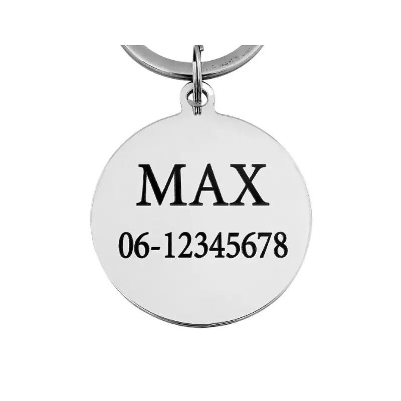 Hondenpenning met naam en adres voor honden en katten Leuke gegraveerde kat of hondenpenning zilver
