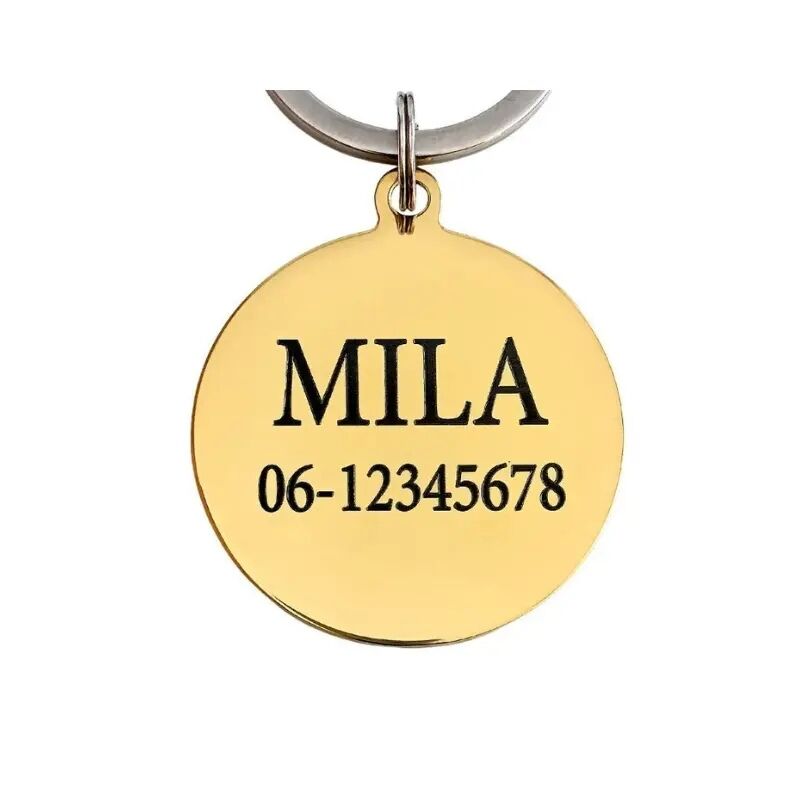 Hondenpenning met naam en adres voor honden en katten Leuke gegraveerde kat of hondenpenning goud