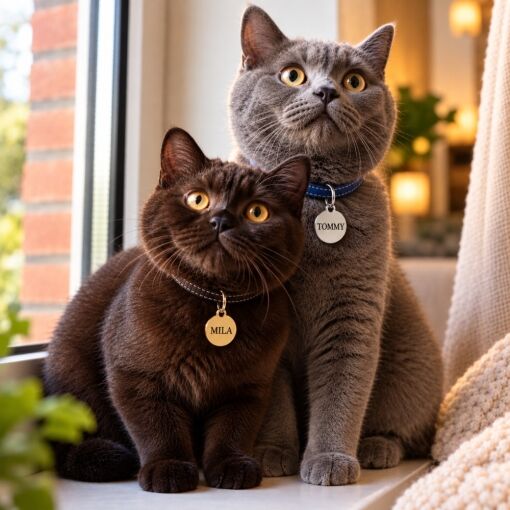 Hundemarke mit Name und Adresse Katzen Schöne gravierte Katze