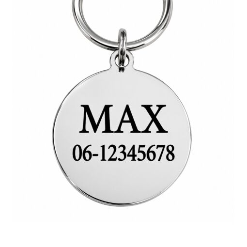 Hundemarke mit Name und Adresse für Hunde und Katzen Niedliche gravierte Katze oder Hundemarke silber