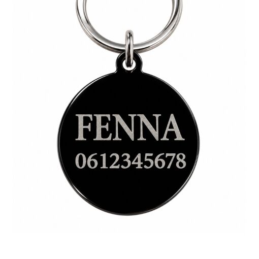 Hundemarke mit Name und Adresse für Hunde und Katzen Niedliche gravierte Katze oder Hundemarke schwarz