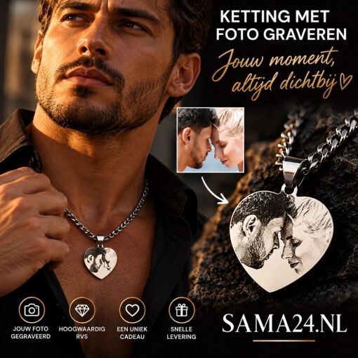 Collar fotográfico Collar fotográfico con corazón y foto grabada color plata