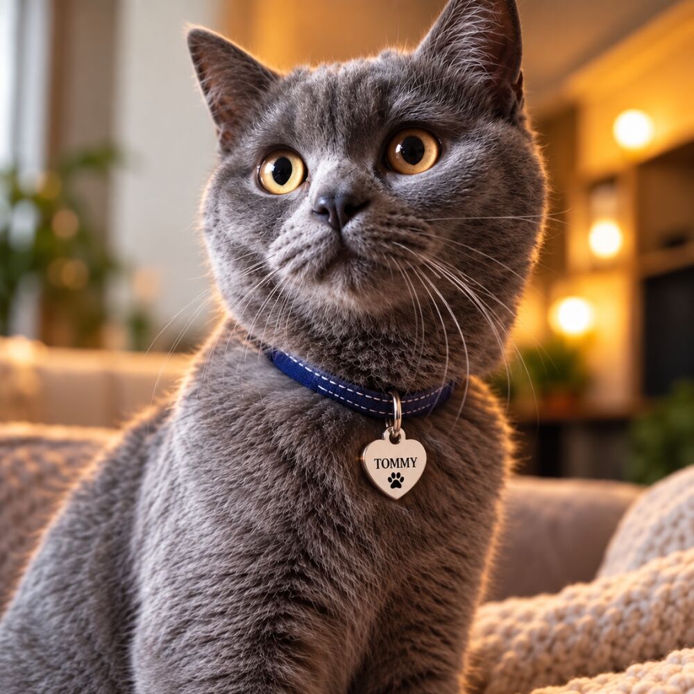 Placa para gatos corazón con nombre