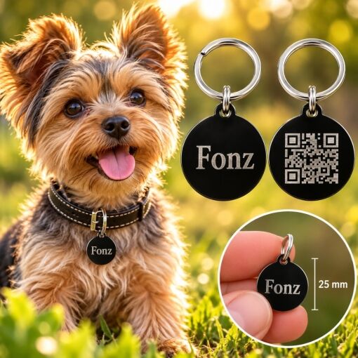Placa con código QR para perro pequeño y gato