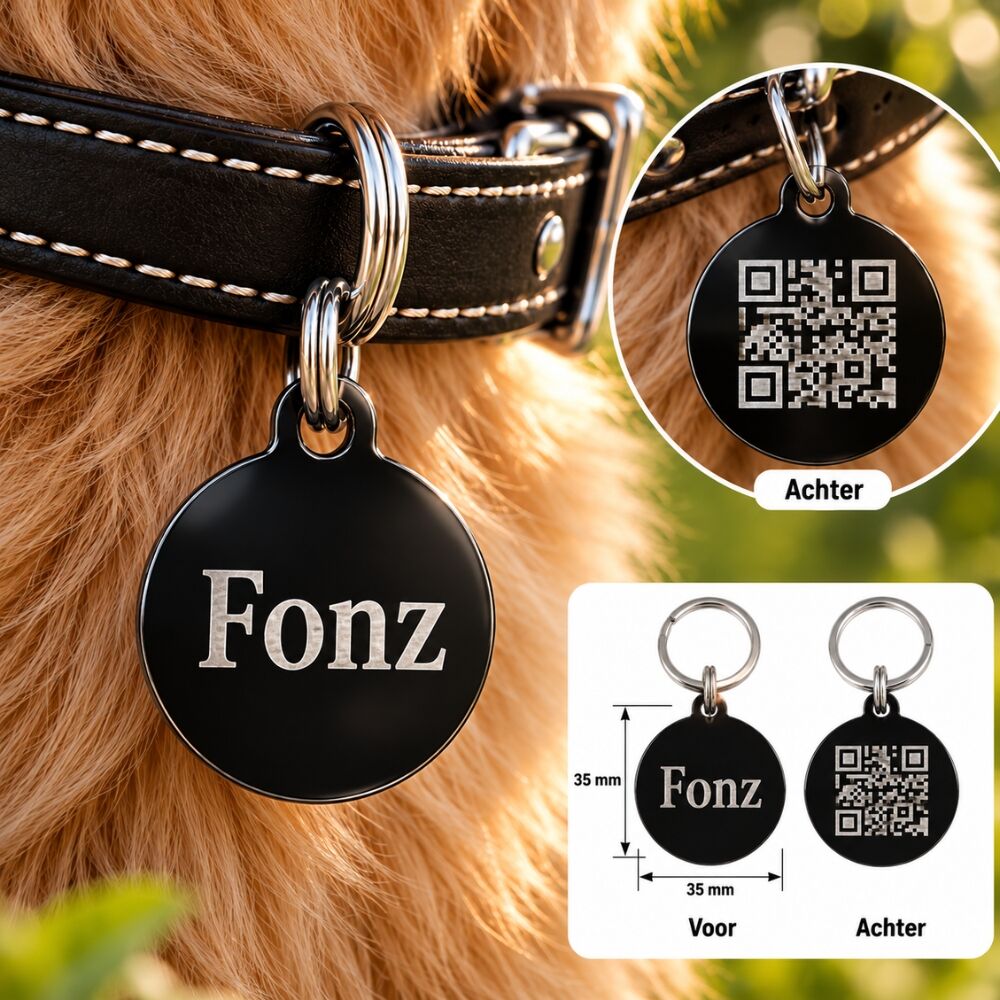 Grabar el código QR de la placa de identificación Placa de identificación con dirección de perro