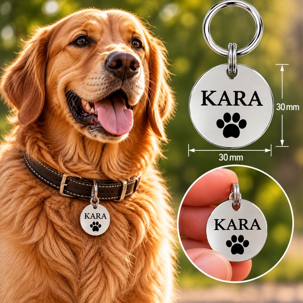 Placa para perro grande con huella