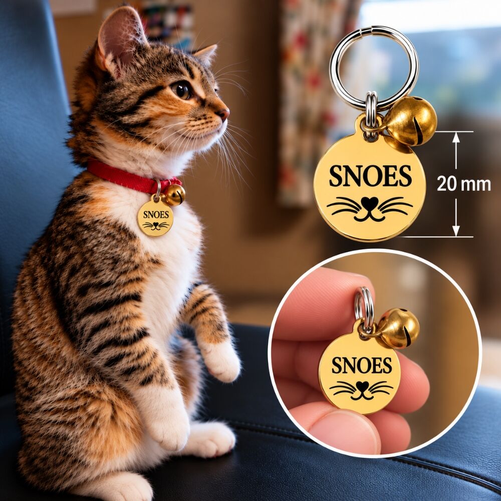 Katzenmarke mit Glöckchen Marke für kleine Hunde