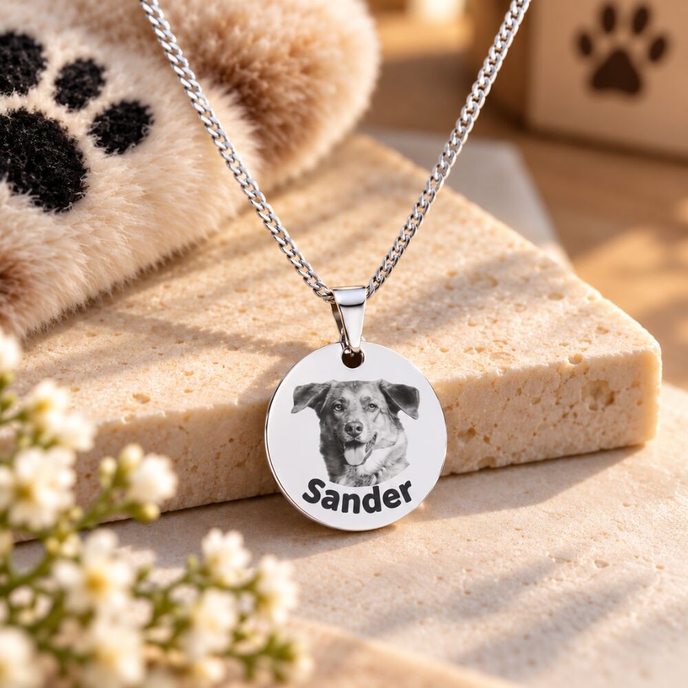 Grabar collar con foto de mascota perro o gato