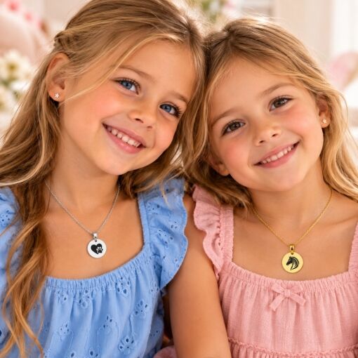 Kinderketting met letter en afbeelding graveren verjaardag cadeau
