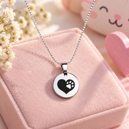 Kinderketting met letter en afbeelding graveren zilver kleur