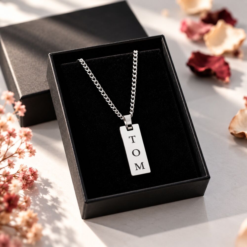 Barra de collar personalizada con nombre para hombre