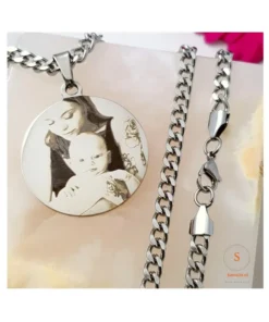 Ketting met foto graveren hanger zilver kleurig Cadeau voor moeder