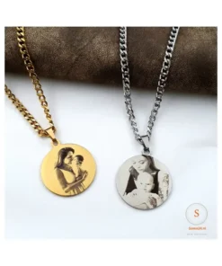 Ketting met foto graveren hanger zilver kleurig Cadeau voor moeder