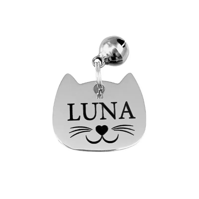 Engraved Cat Tag with Name and Address with Small Silver Bell