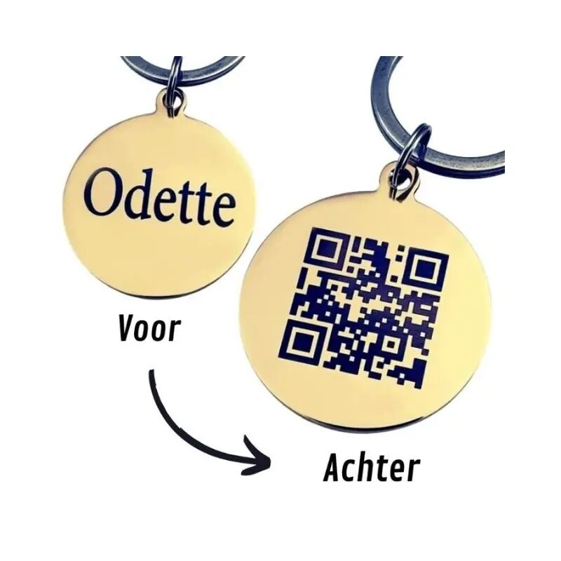 Pet Tag QR Code for Dog and Cat Engraving with Name Gold