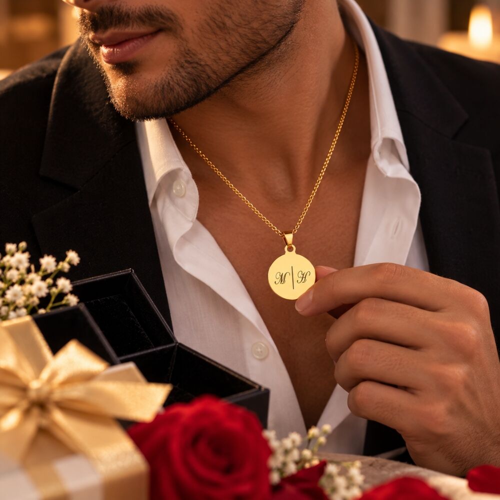 Initialen ketting goud kleurig met 2 intialen letters graveren