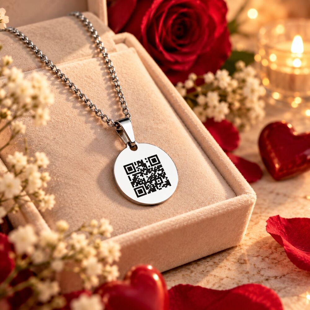 Ketting met QR code graveren hanger zilveren Titanium ketting met geheime code