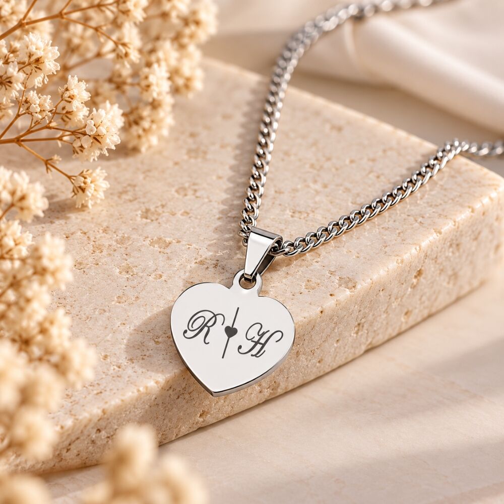 Ketting zilver met letter Dames zilveren initialen zilver kleurige hartje