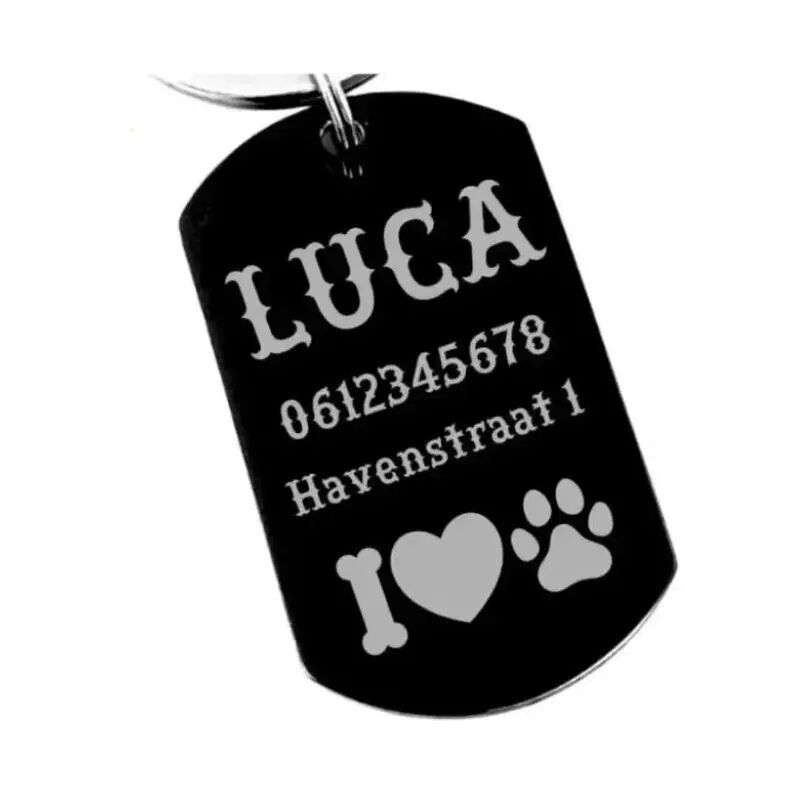 Hundemarke ID-Marke online bestellen Gravur mit Namen Gravur mit Name und Adresse schwarz