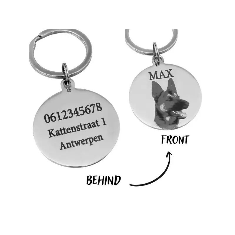 Pet Tag Dog Cat with Photo and Name Pet Engraving