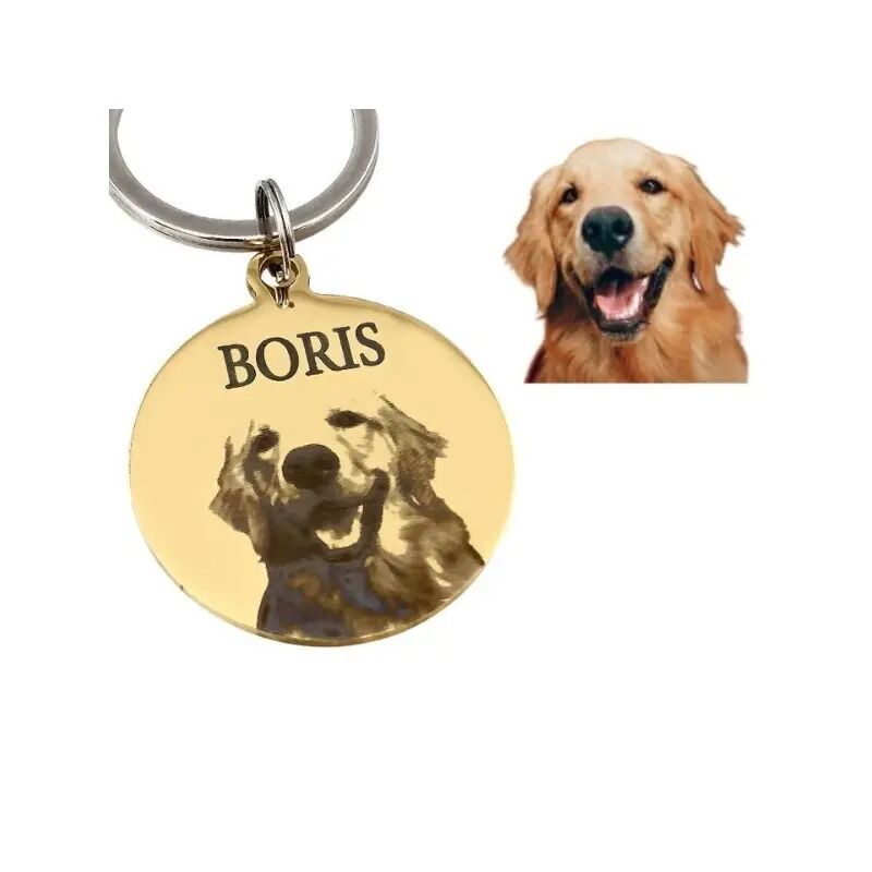 Pet Tag Dog Cat with Photo and Name Pet Engraving