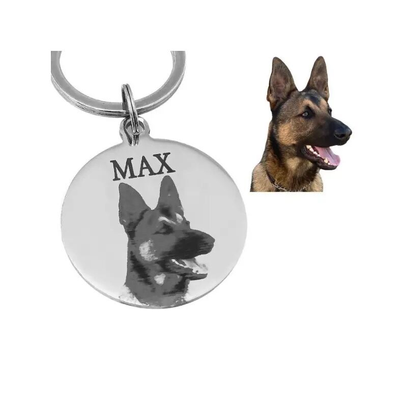 Pet Tag Dog Cat with Photo and Name Pet Engraving