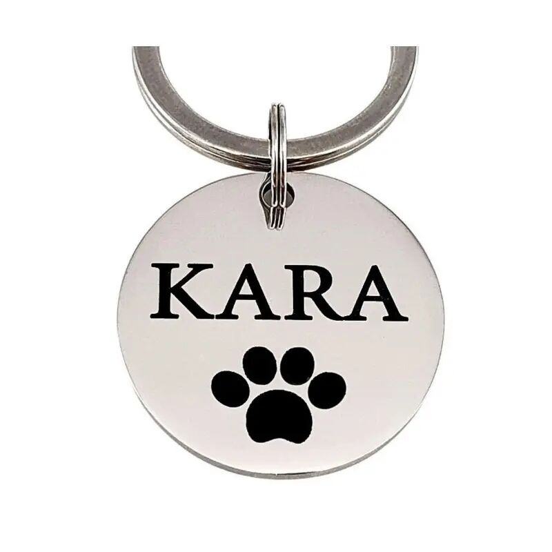 Order Good Dog Tag Online with Name and Paw Engraving Titanium 25 Mm - Best Dog Tag with Paw and Address - Free Engraving Silver