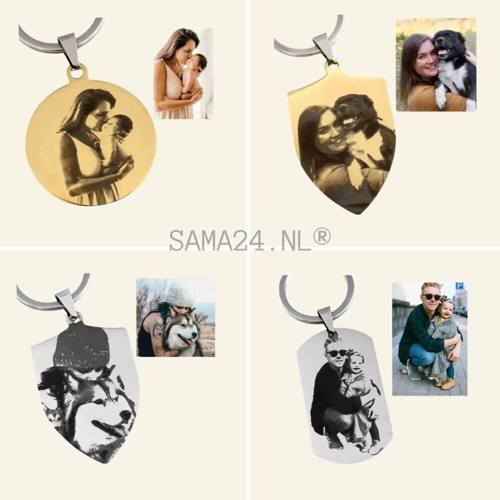 Sleutelhanger personaliseren Shield met foto graveren