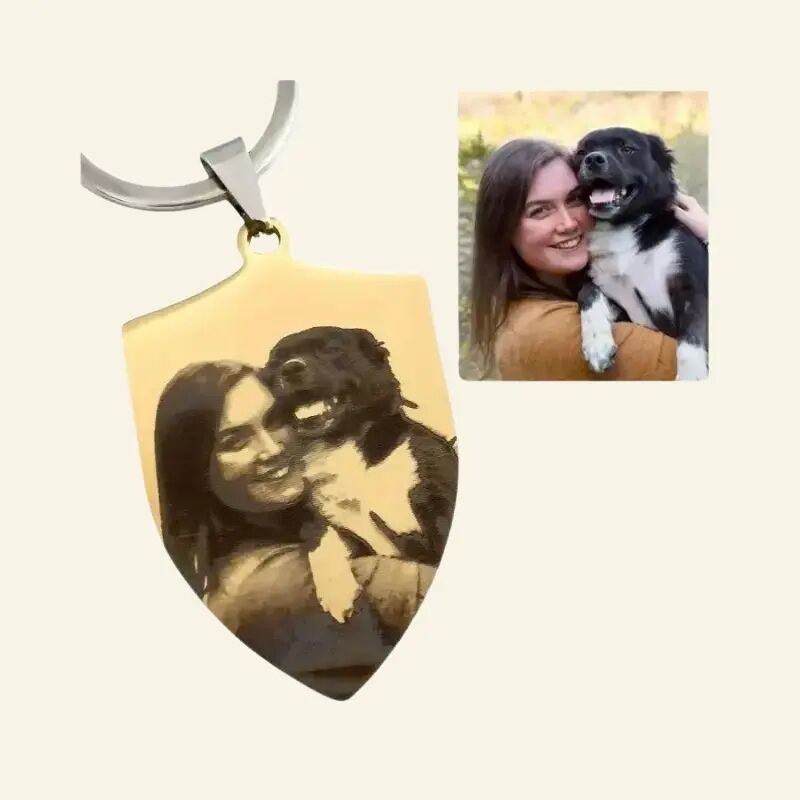 Sleutelhanger personaliseren Shield met foto graveren