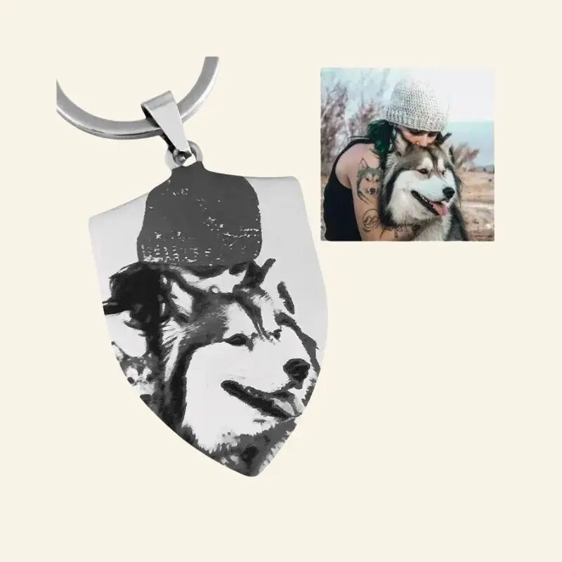Sleutelhanger personaliseren Shield met foto graveren