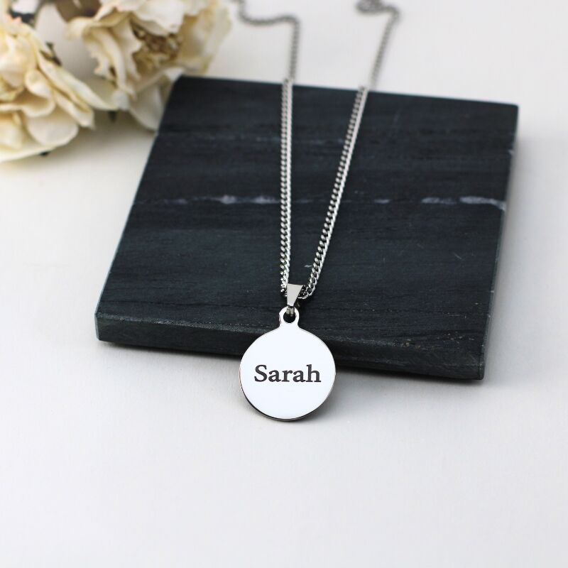 Necklace with name silver colored engraved Silver pendant