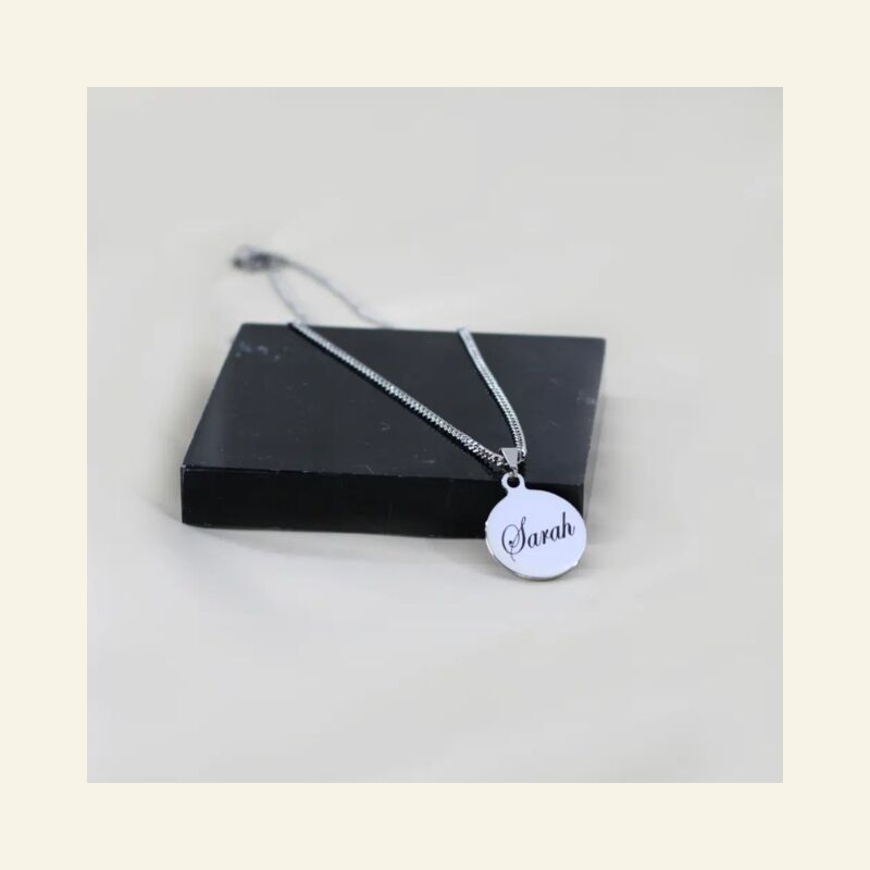 Necklace with Name Engraved in Silver Color in Font Carpe Diem Silver Pendant