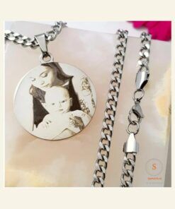 Ketting met foto graveren hanger zilver