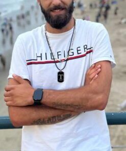 Leren heren ketting zwart Stoere graveerde zwarte hanger met letter datum of tekst