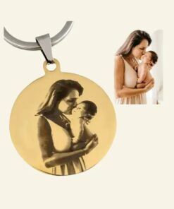 Foto sleutelhanger Graveerde foto en tekst Leuk cadeau voor moeder zilver