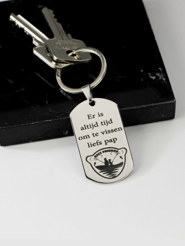 Sleutelhanger ontwerpen - Sleutelhanger ID TAG Titanium - Sleutelhanger laten graveren zilver